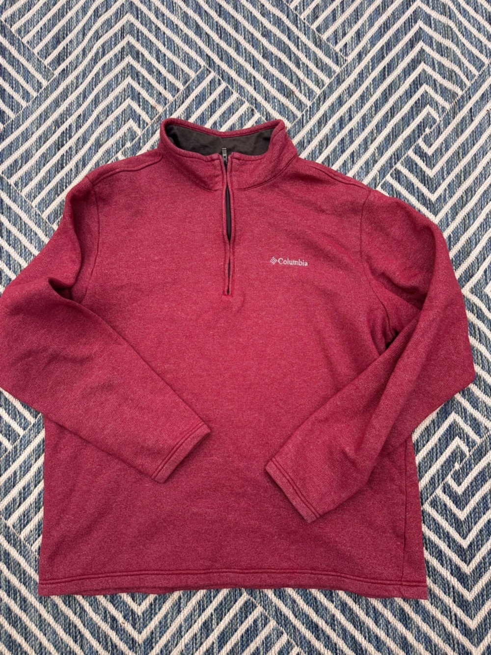 Columbia Men’s Zip-Up Sweater in Deep Burgundy